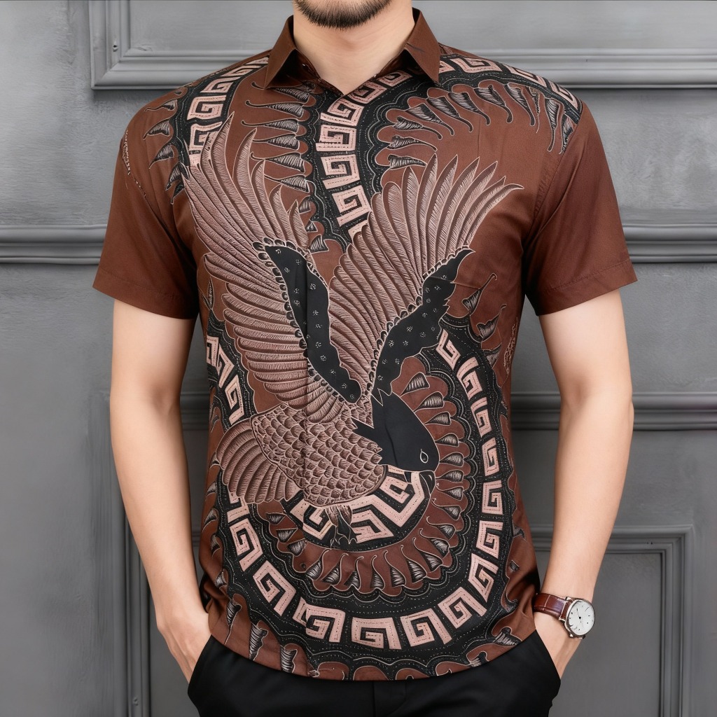 Raw And Denim Kemeja Batik Pria Lengan Pendek