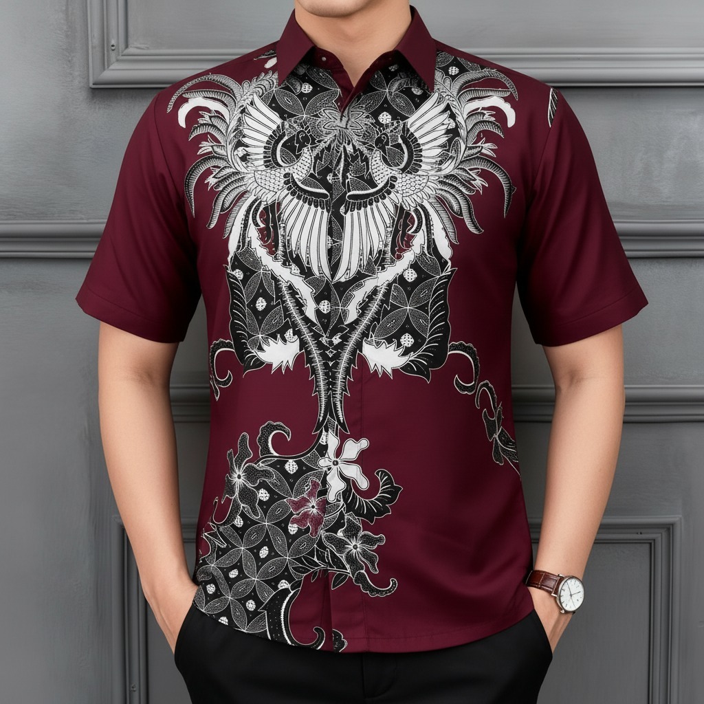 Raw And Denim Kemeja Batik Pria Lengan Pendek