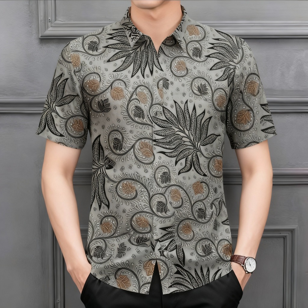 Raw And Denim Kemeja Batik Pria Lengan Pendek