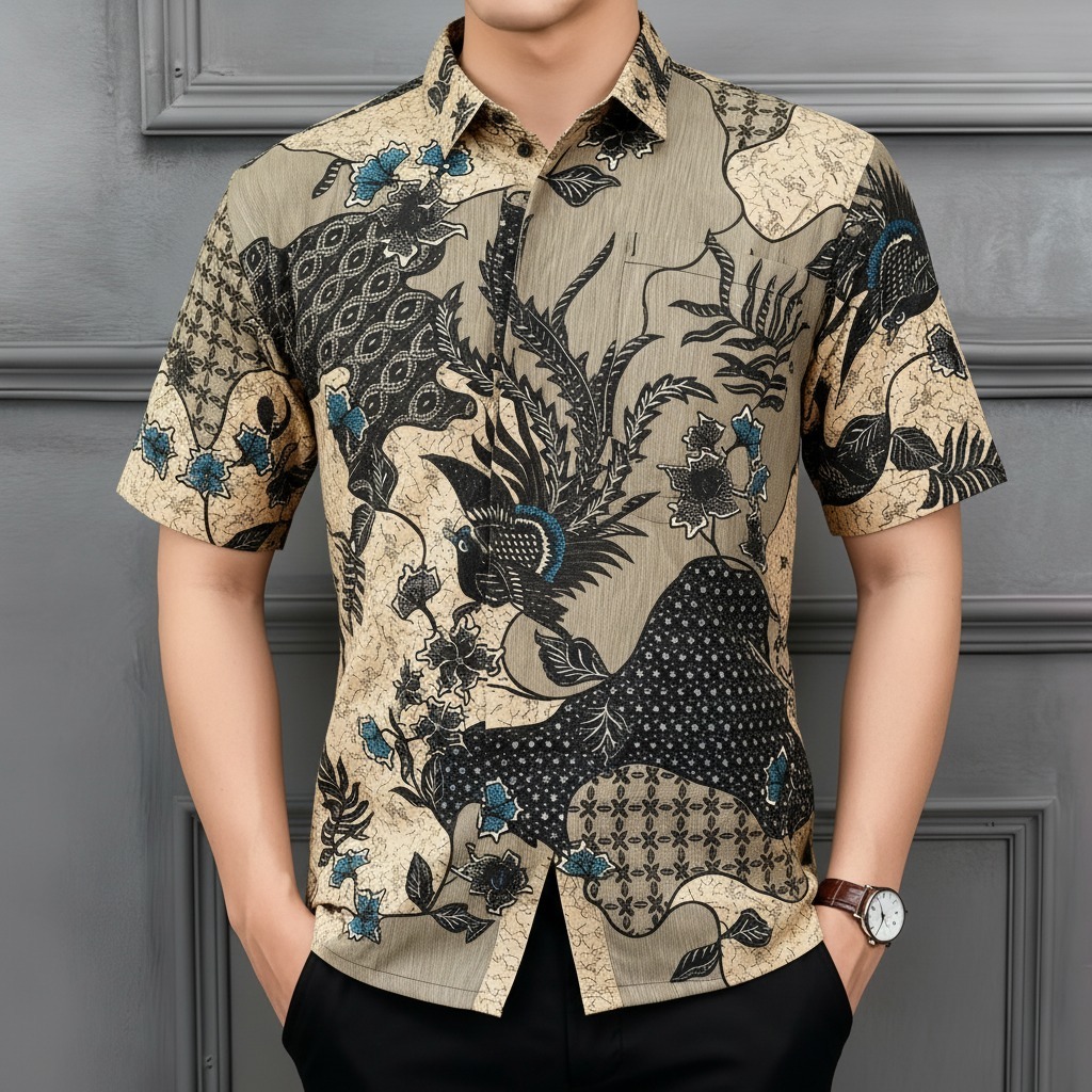 Raw And Denim Kemeja Batik Pria Lengan Pendek