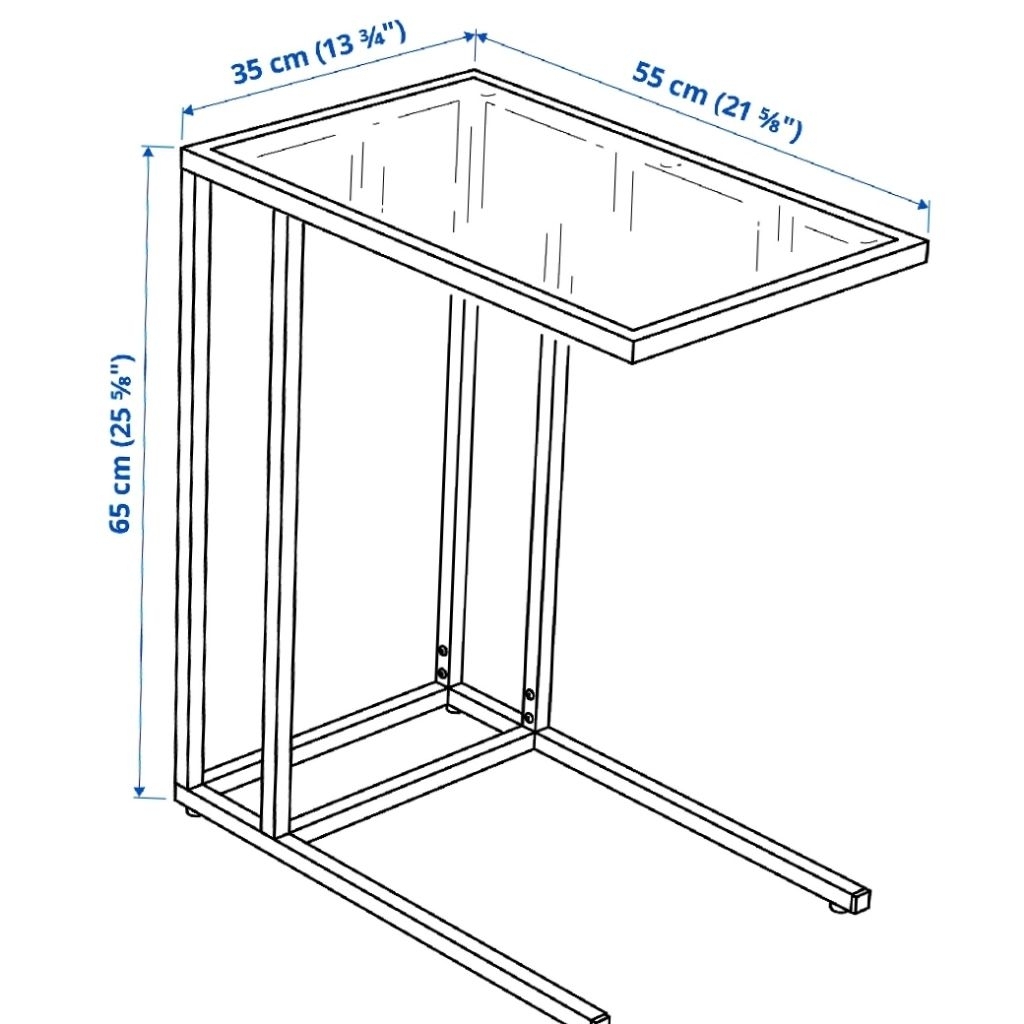 Stand laptop kaca rangka besi meja samping ruang tamu