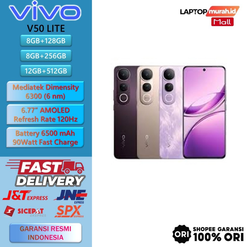 VIVO V50 LITE 5G | VIVO V50 LITE 4G 12GB 512GB Garansi Resmi