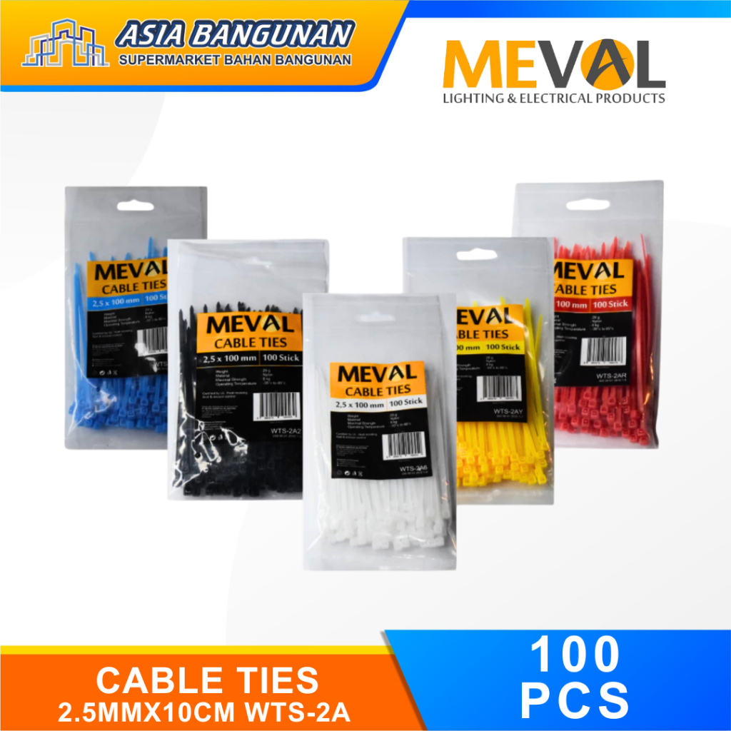 Kabel Ties Meval isi 100Pcs Cable Ties 2.5x10/15/20cm insulok tis Warna Warni