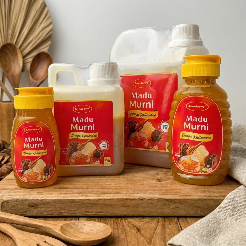 Madu Murni Nektar Kaliandra Annabawy - Raw Honey Asli Kualitas Premium Varian Kecil-Besar