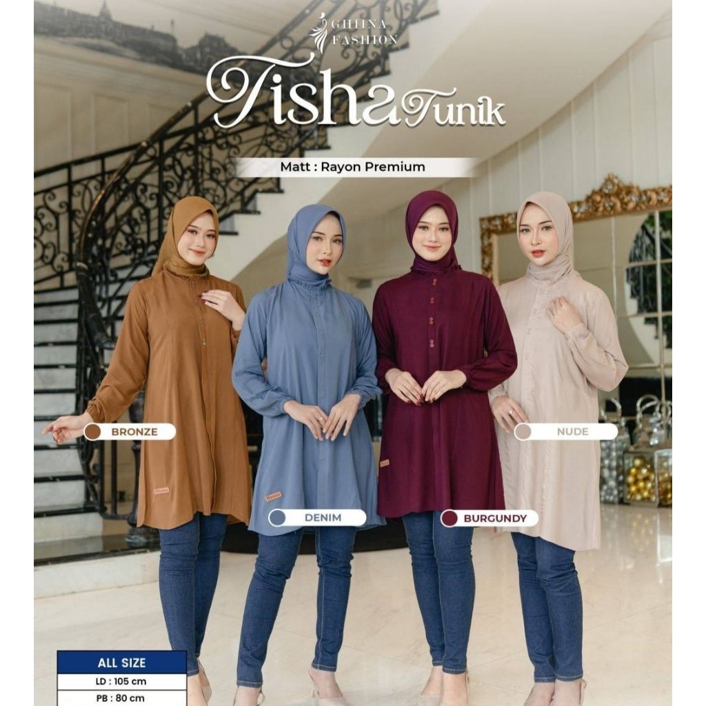 TISHA TUNIK GHIINA FASHION BELVA TUNIK GHIINA FASHION TUNIK RAYON TUNIK MOTIF TUNIK GHIINA TUNIK MUR