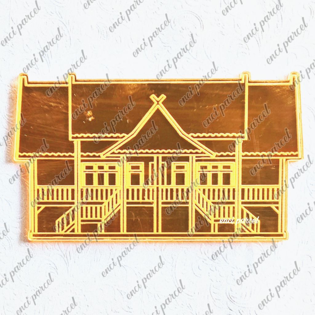 model A logo rumah adat betang kalimantan tengah kalteng huma dekorasi miniatur replika bangunan pan