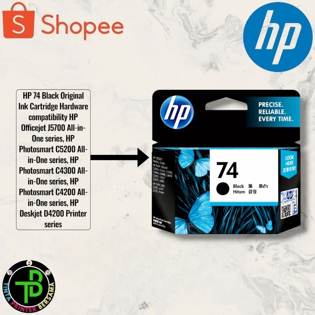 Tinta Hp 74 Black Original / Tinta Cartridge Hp 74 Black / Tinta Hp Cartridge 74 Black Original