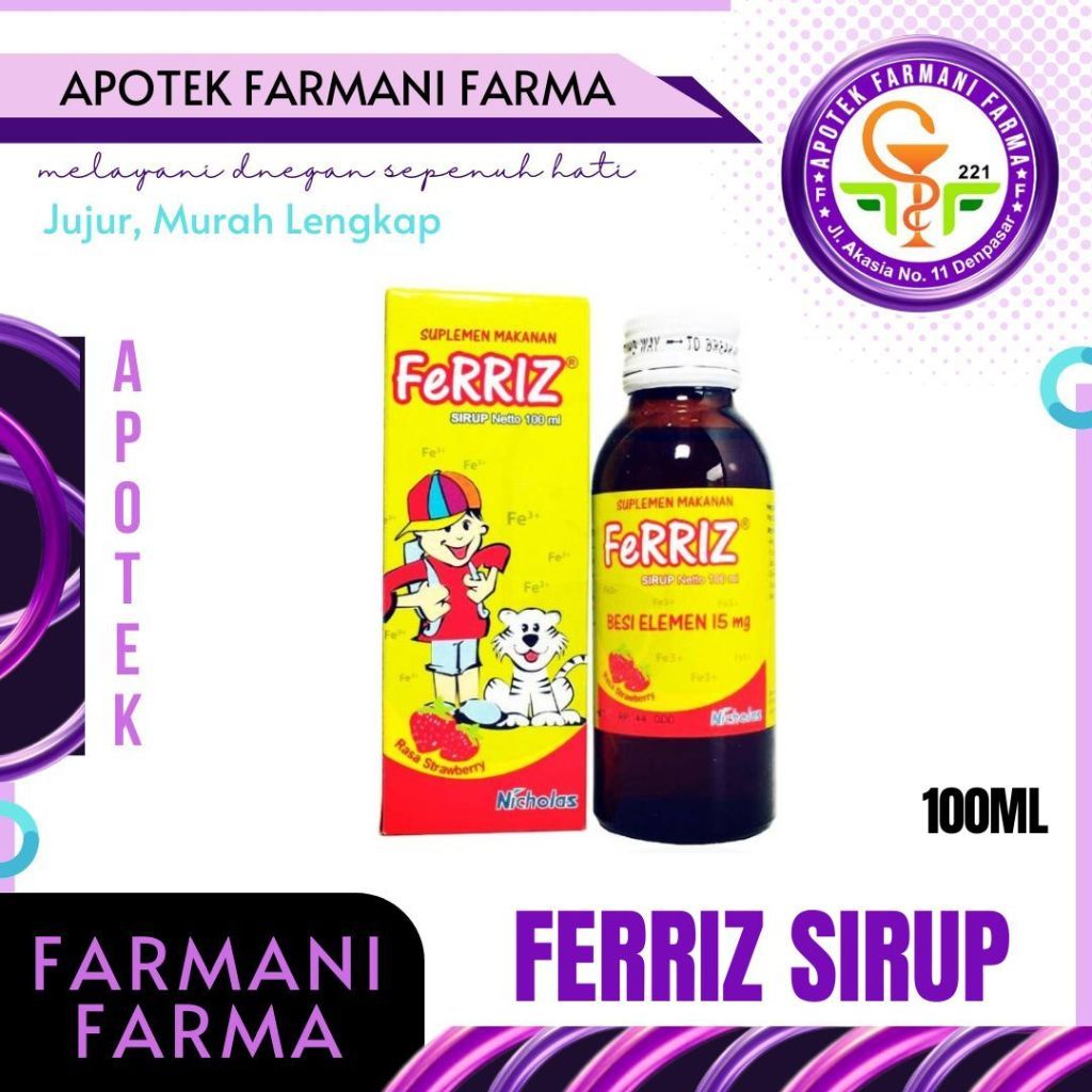 FERRIZ SYR 100ML / VITAMIN ZAT BESI / ZAT BESI / FE / MULTIVITAMIN ANAK / VITAMIN ZAT BESI ANAK