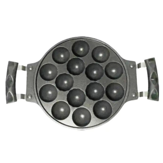 Cetakan Takoyaki Loyang Teflon 15 Lubang Diameter 23cm Anti Lengket dengan Penutup Kaca