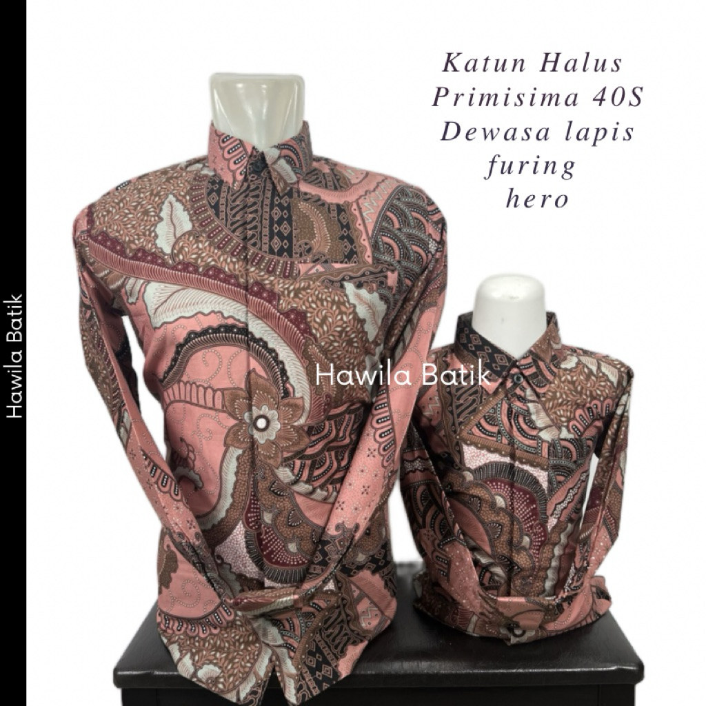 Kemeja Batik Pria dan Anak Warna Pink Salem
