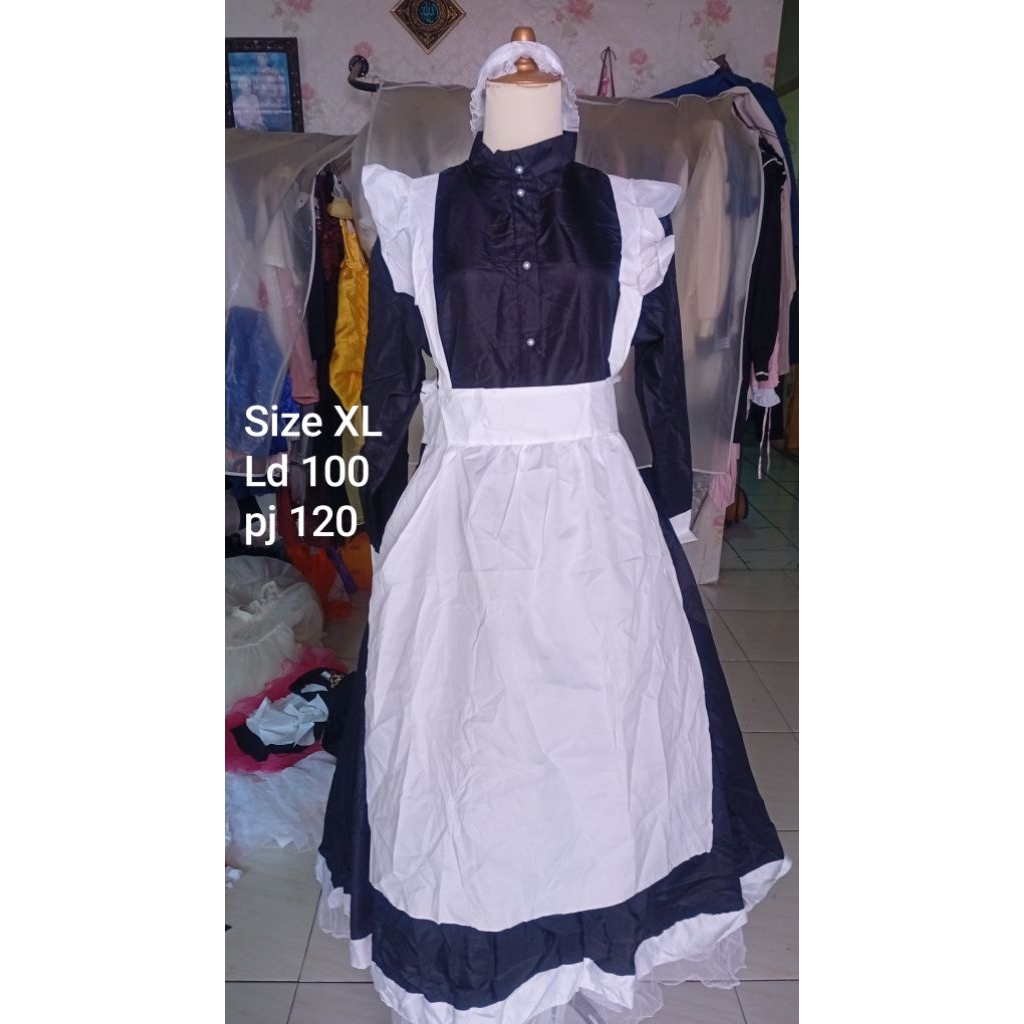 kostum maid pelayan panjang kostum cosplay