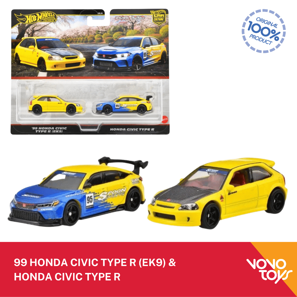 Hot Wheels Premium Twin Pack 99 Honda Civic Type R (EK9) & Honda Civic Type R