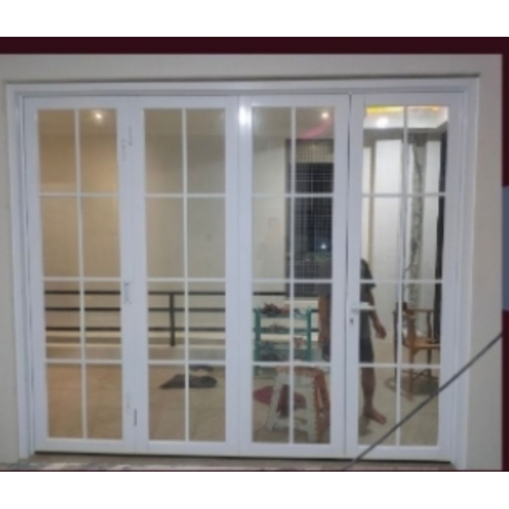 Pintu aluminium lipat 4 daun. Singgel 1 daun. lipat 3 daun.