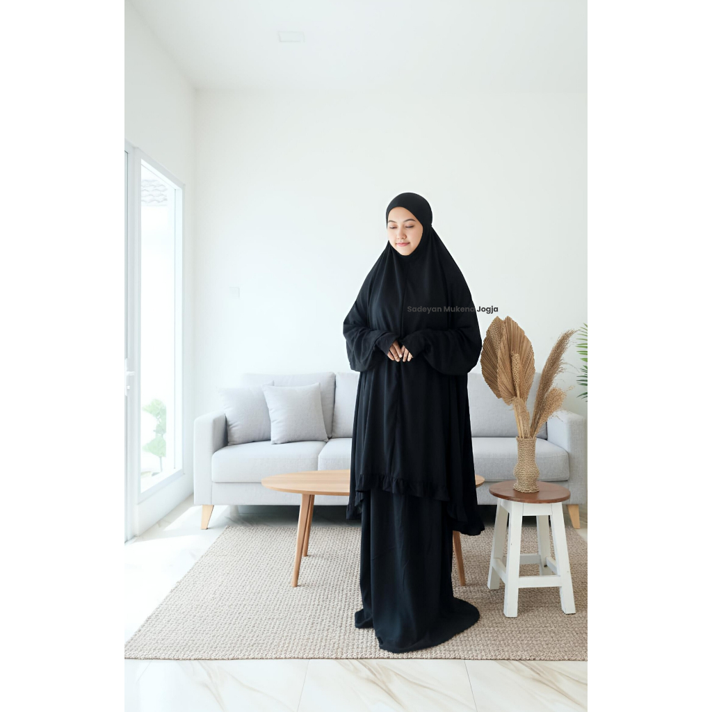 Mukena Berlengan Atas Bawah Penutup Dagu Rayon Twill Premium - Mukena Berlengan Atas Bawah Jumbo