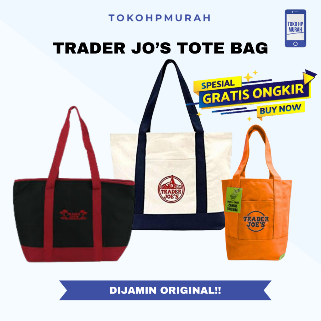 Trader Joe's Trader Joes Canvas Tote Bag Tas Traders Joe Trader's Joe 100% Original USA