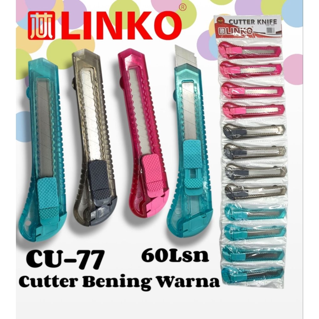 Cutter Besar Renteng | Cutter Transparan LINKO CU-77[1 Renteng]
