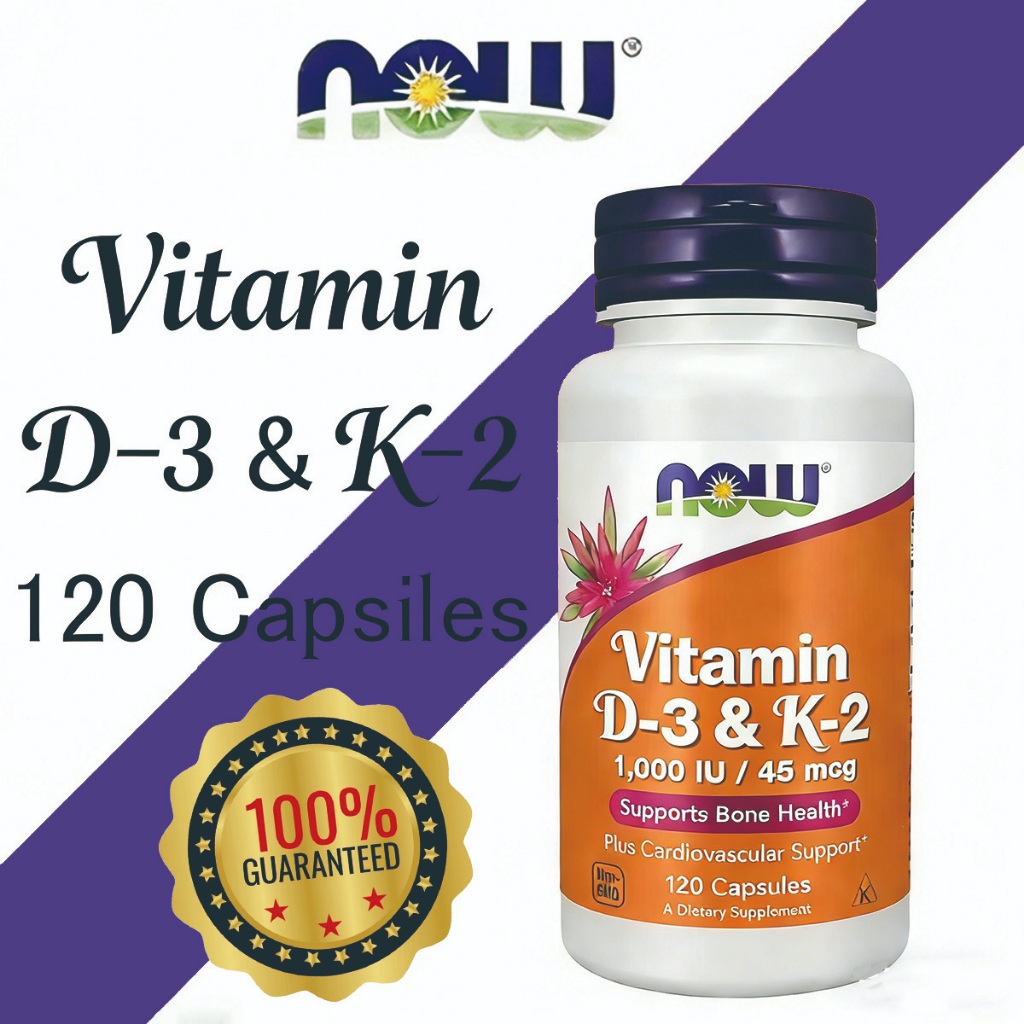 Now Foods Vitamin D3 & K2 1000 IU Now D3 K2 120 Capsules