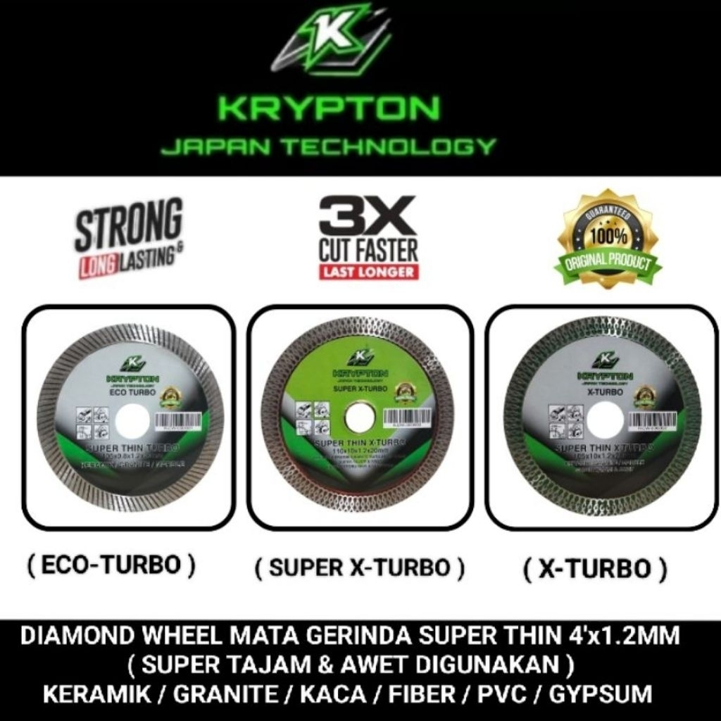 KRYPTON Diamond wheel / mata potong 4" ( keramik / granite / marmer ) Japan technology