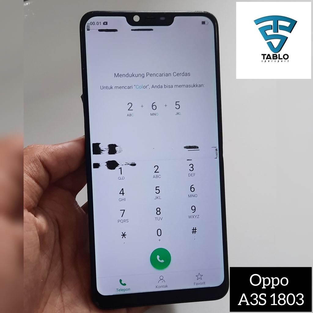 Lcd plus frame Oppo A3S CPH 1803 tompel bercak garis normal