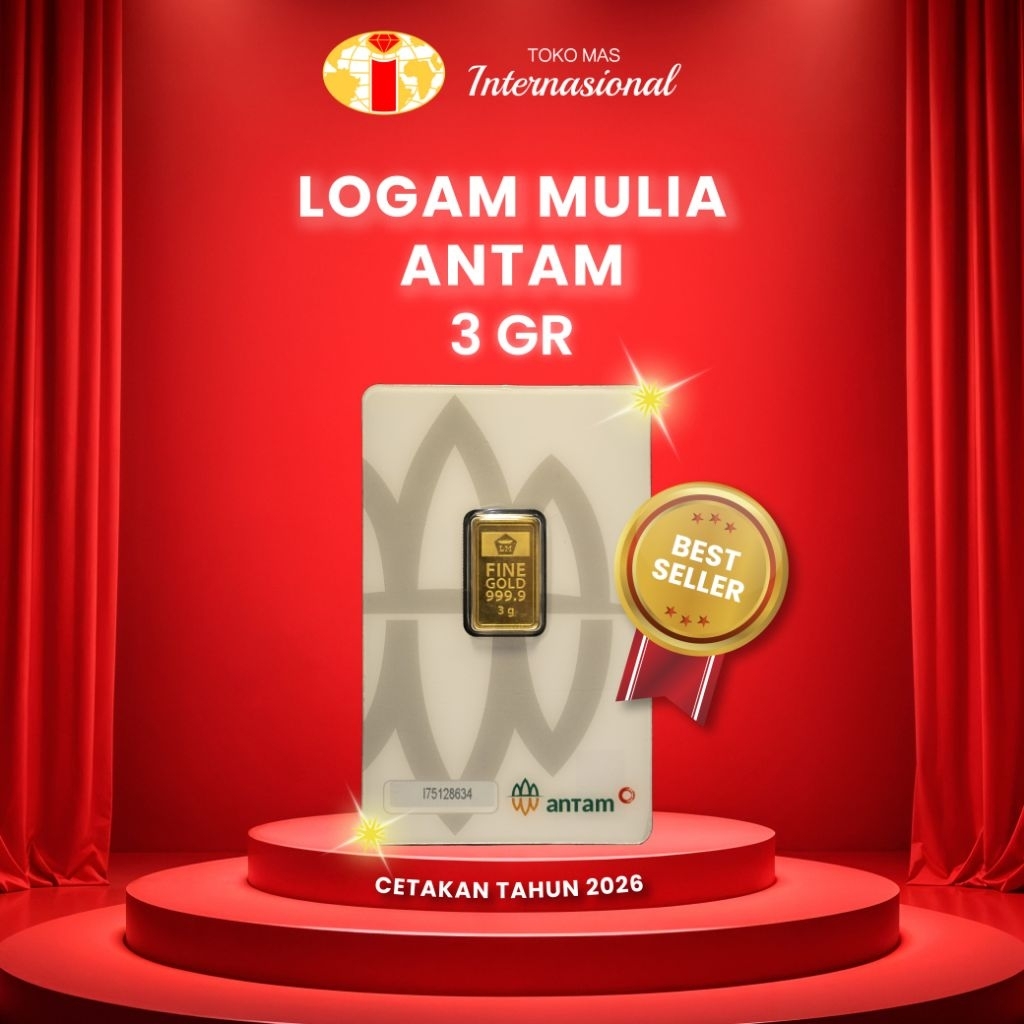 Logam Mulia LM Press 3gr 3g 3 Gram Batangan Emas ANTAM Sertifikat