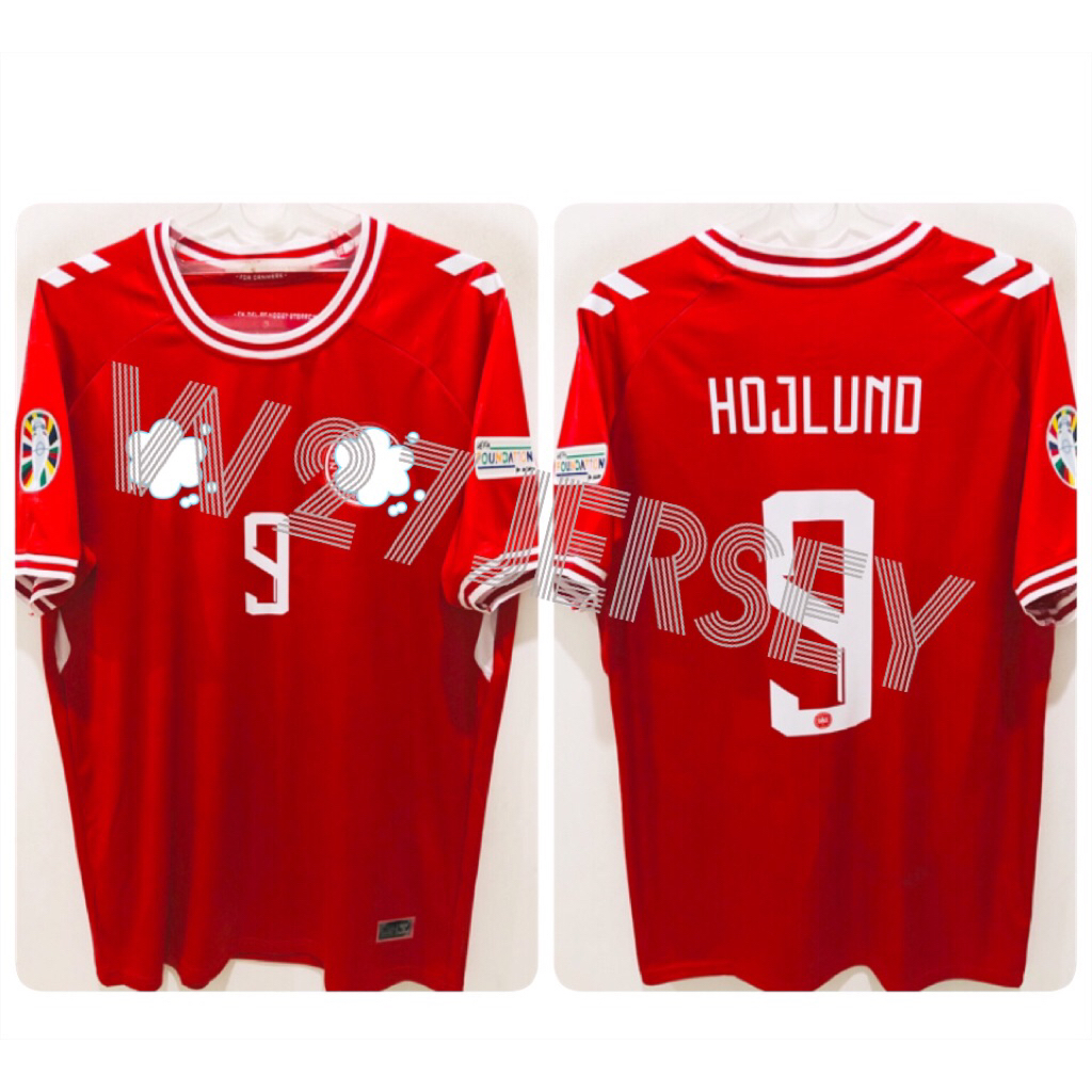 JERSEY DENMARK HOME 2024 name player Hojlund + Patch
