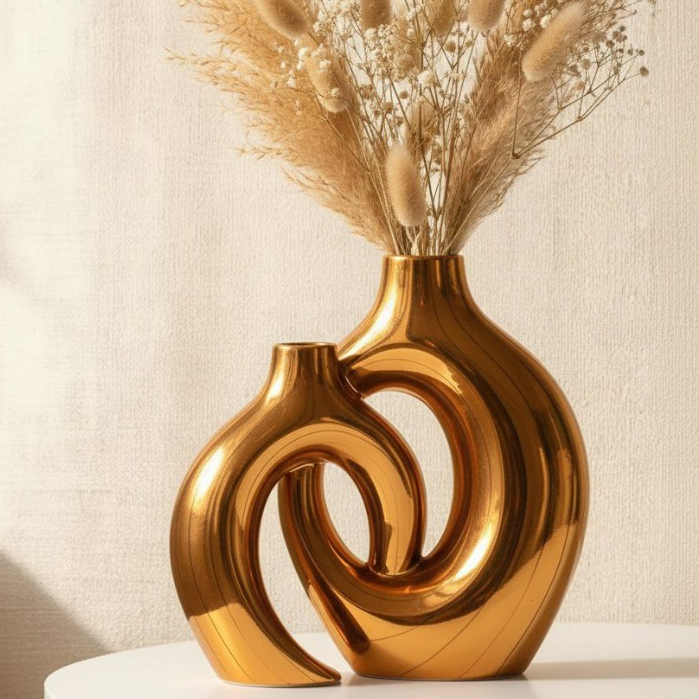 Vas Bunga Hias Modern – Pajangan Meja Ruang Tamu Minimalis