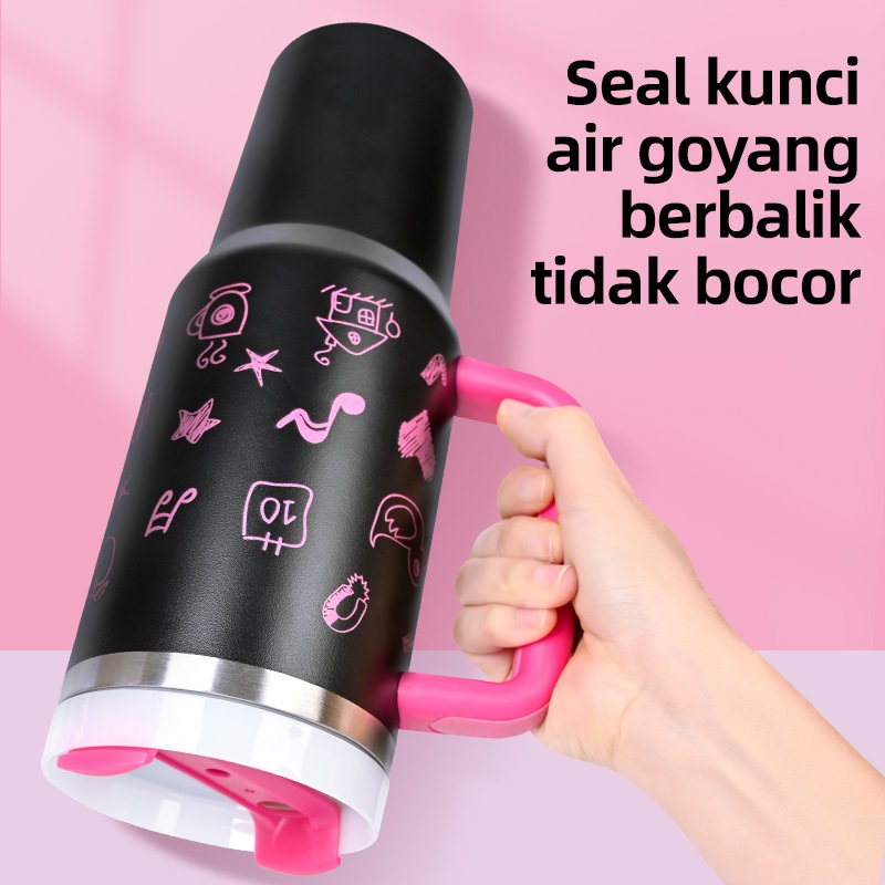 HOPE TREE Stainless Termos Insulated Cup 1200ml Portable aesthetic termos lucu Botol minum besar tas