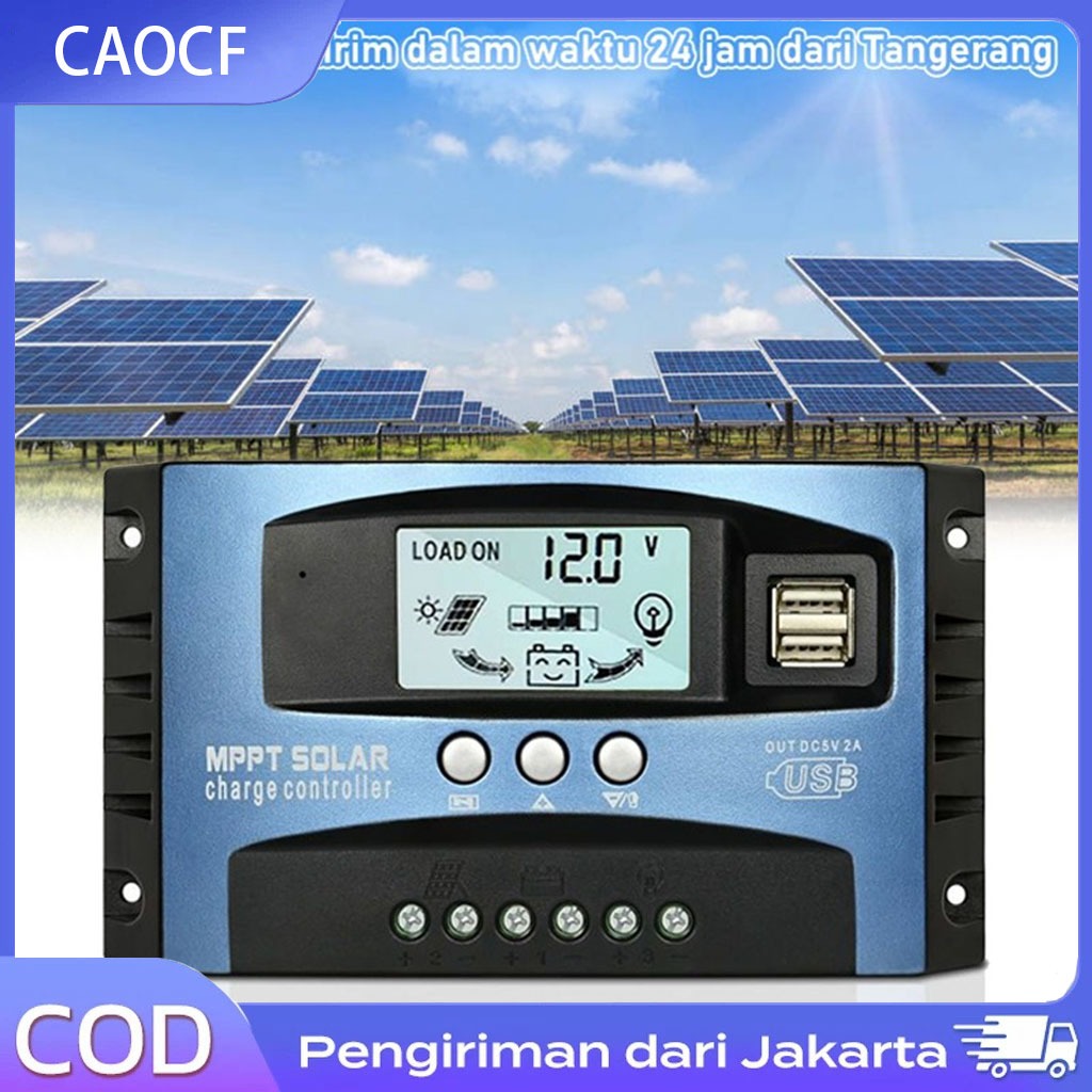 Solar Charger Controller MPPT 50A 12V 24V Panel Surya Solar Charger Controller LCD Display