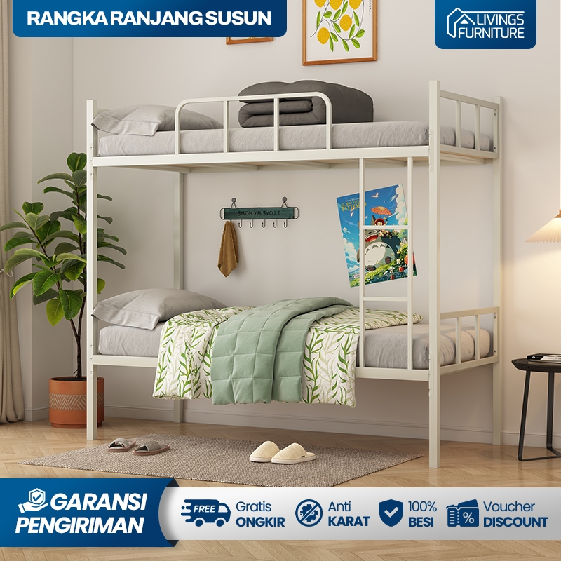 Ranjang Susun Tingkat Dipan Krangka 2 Susun Kasur Anak dan Orang Dewasa Krangka Ranjang Tingkat Besi
