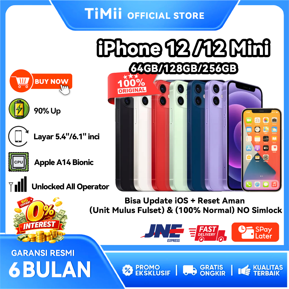 iPhone 12 second Original 100% iP 12 / 12 Mini Second Bekas 64GB 128GB 256GB Fullset Mulus Kondisi P
