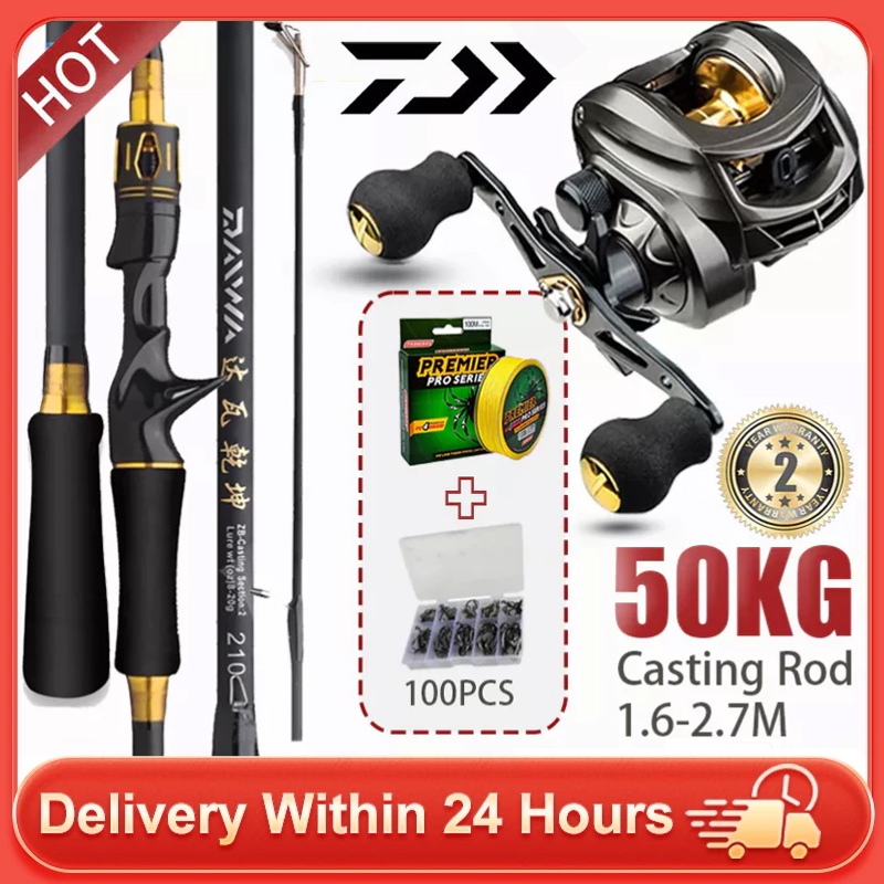 DAIWA Set Pancing Set BC Casting Rod Casting Reel Casting Metal Reel Baitcasting Reel 100KG Set