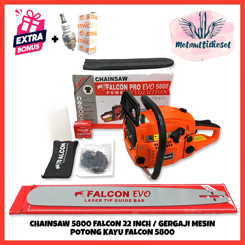CHAINSAW 5800 FALCON 22 INCH / GERGAJI MESIN POTONG KAYU FALCON 5800