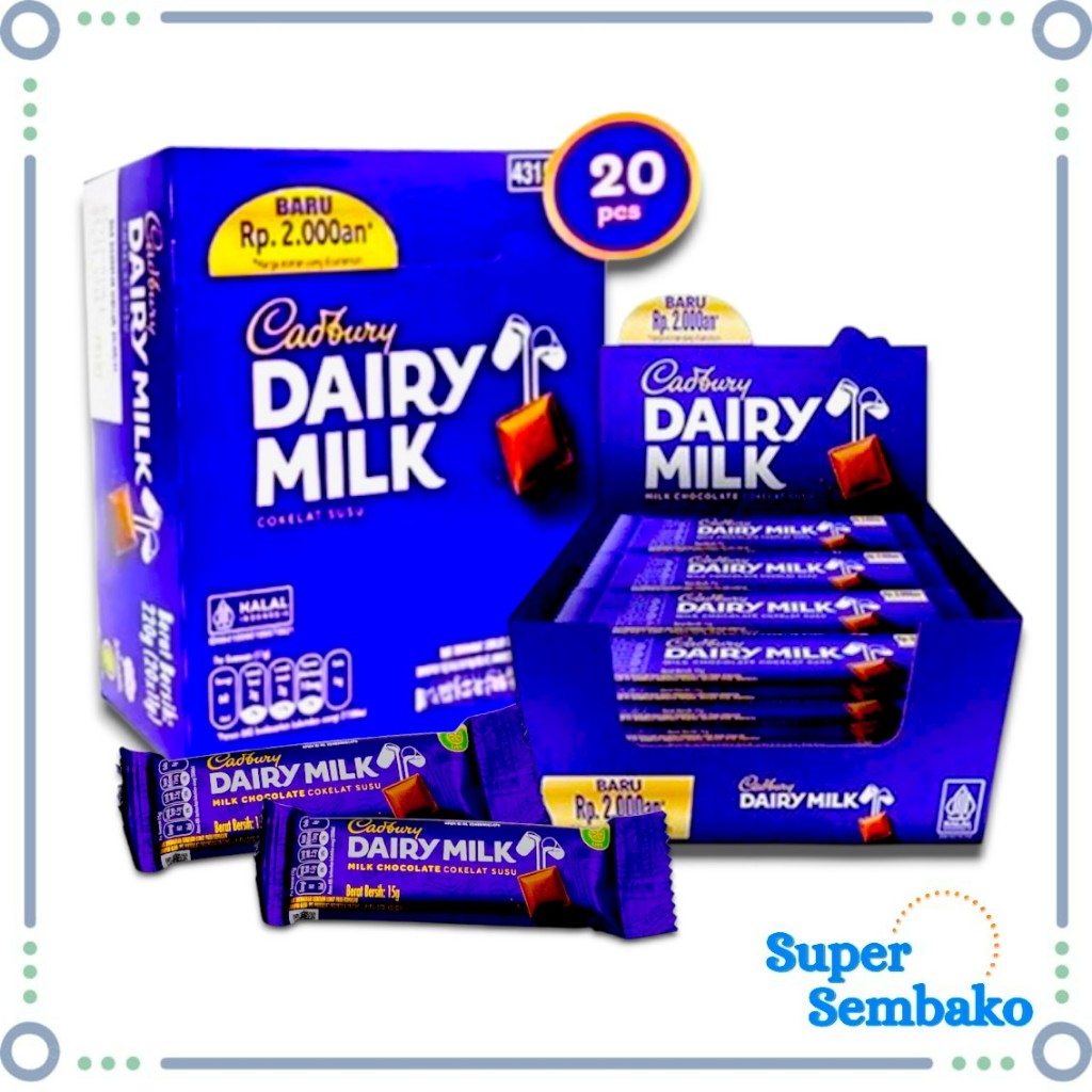 SNACK COKELAT BATANG CADBURY DAIRY MILK MINI 11g PER BOX ISI 20 PCS PREMIUM GROSIR INSTANT MAKASSAR