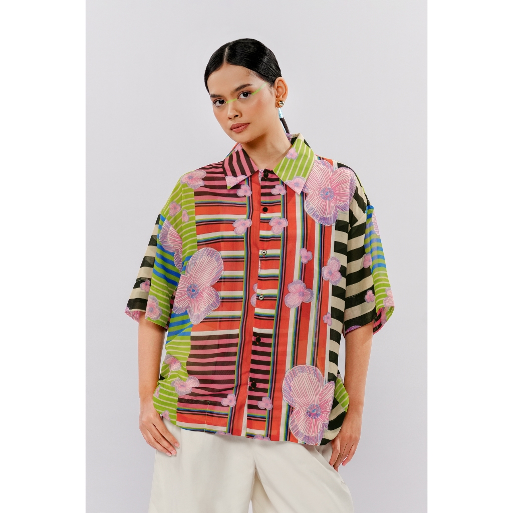 Calla The Label - Bloomscape Sheer Shirt - Vibrant