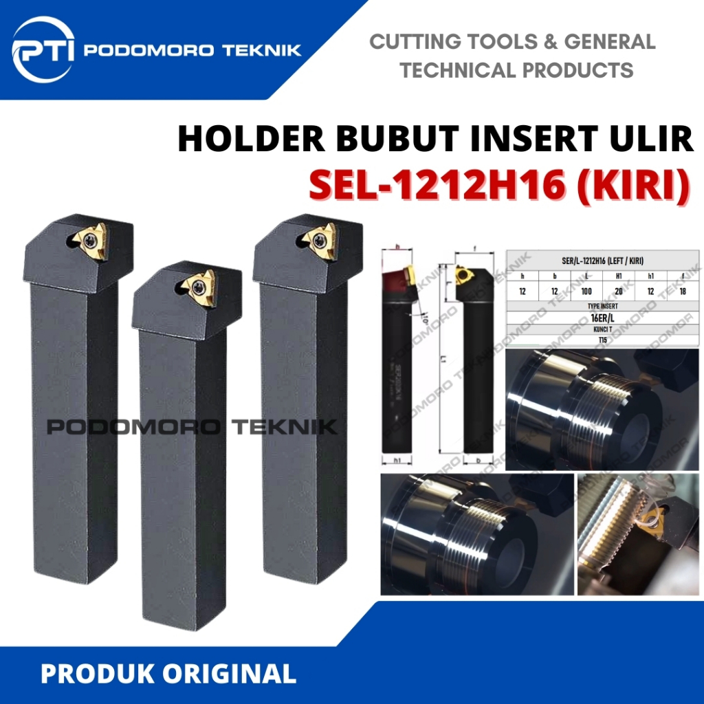 SEL 1212-16 Holder Ulir Gagang Bubut Drat Ulir Luar Insert ER 16 Pisau Bubut Ulir Luar