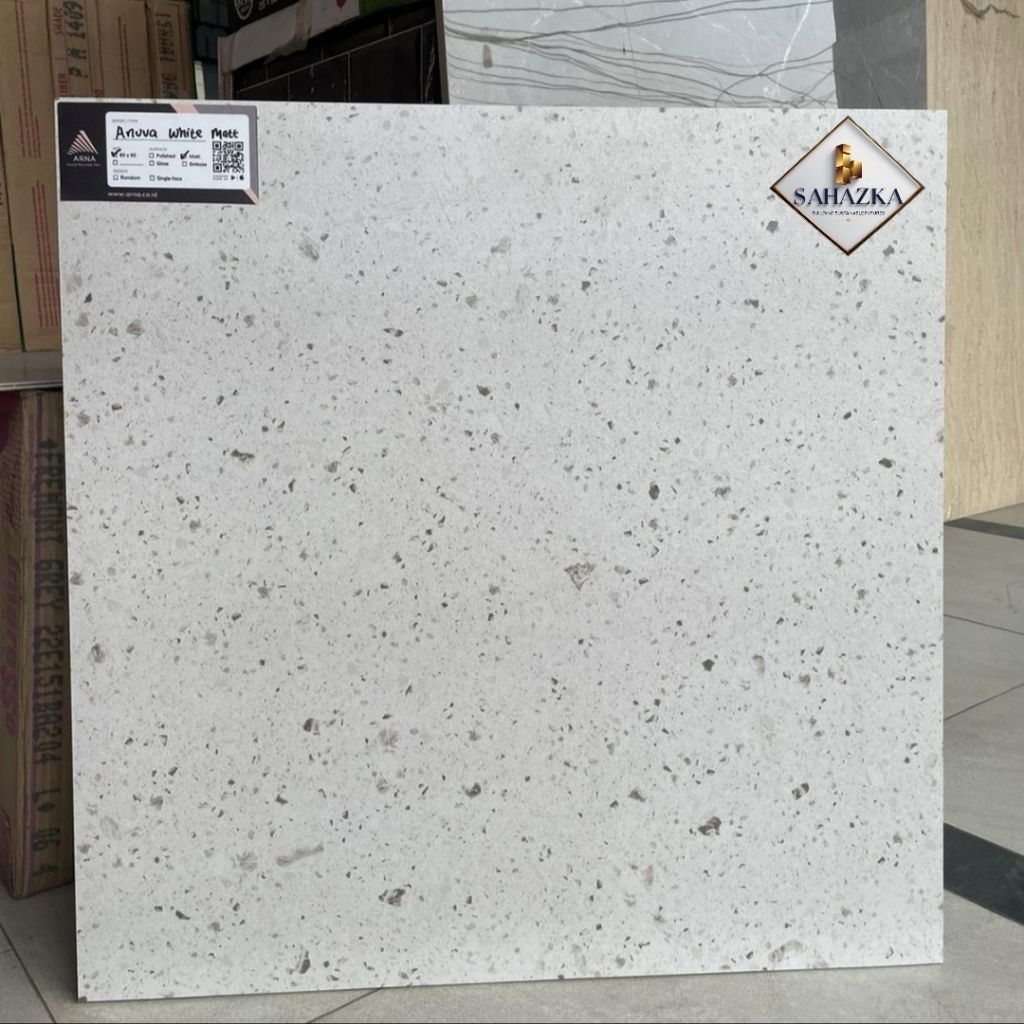 Granit 60x60 matt , kasar anti slip motif terazo matte | Arna anuva white local