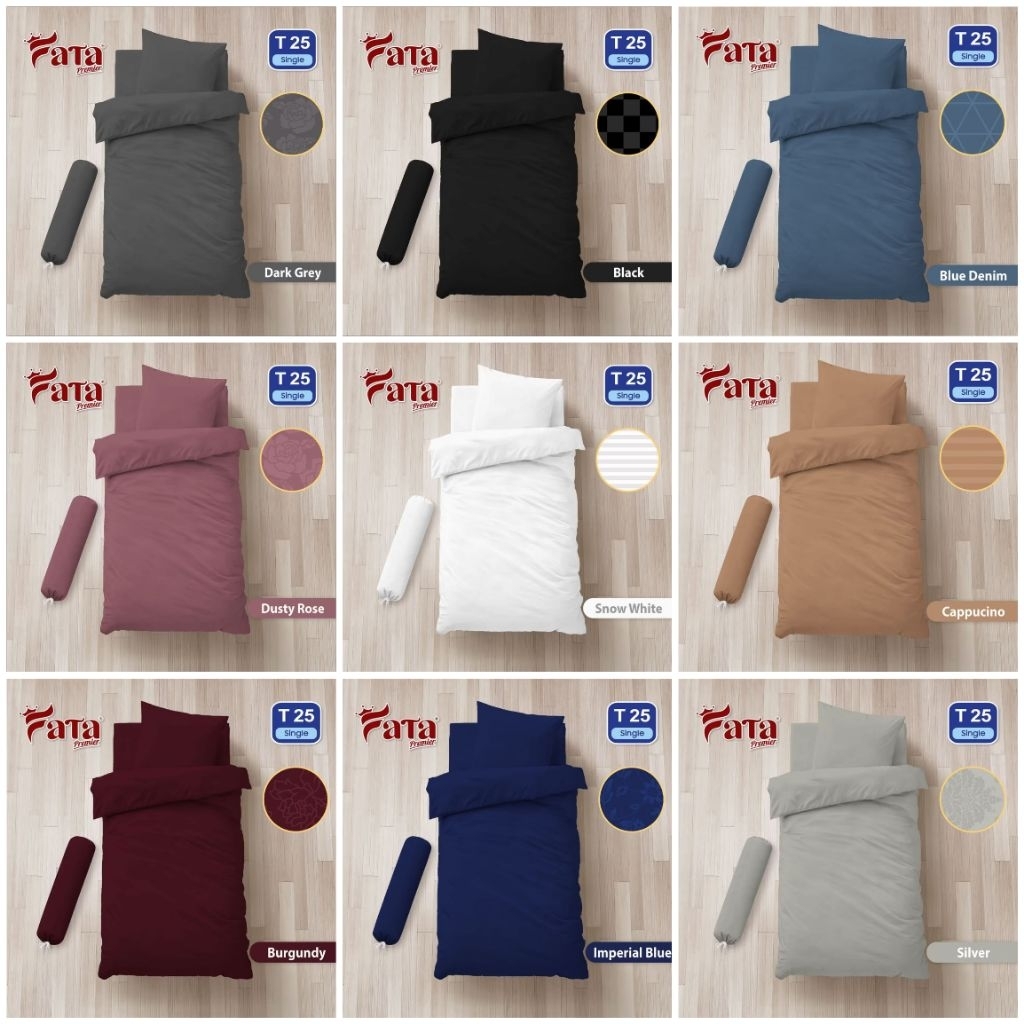 FATA - Bedcover Fata set single 120x200 bec cover set fata polos corak emboss - kasur no.3