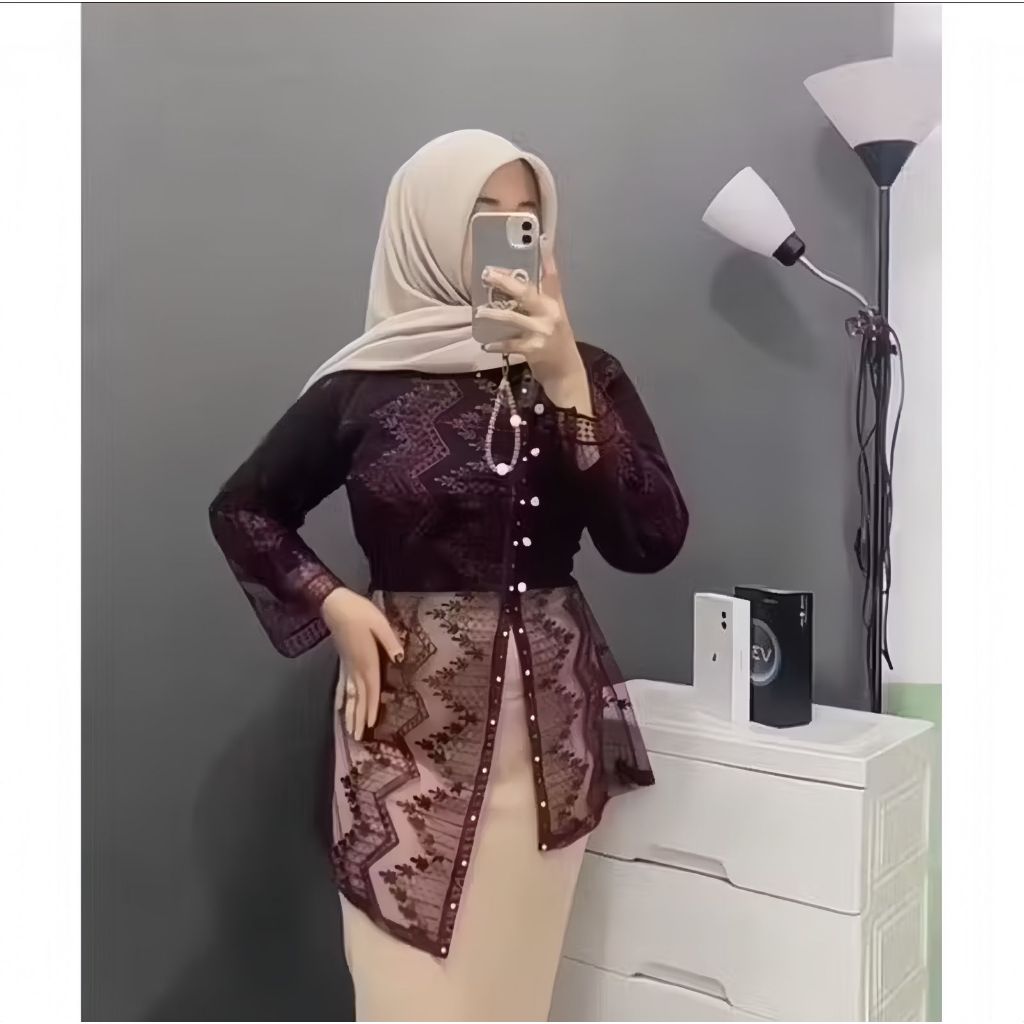 Outer janggan brokat full payet mutiara / Outer brokat janggan terbaru