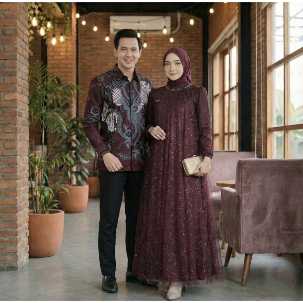 Viona batik - batik couple gamis terbaru - Couple gamis seline terbaru lebaran 2026 remaja kekinian 