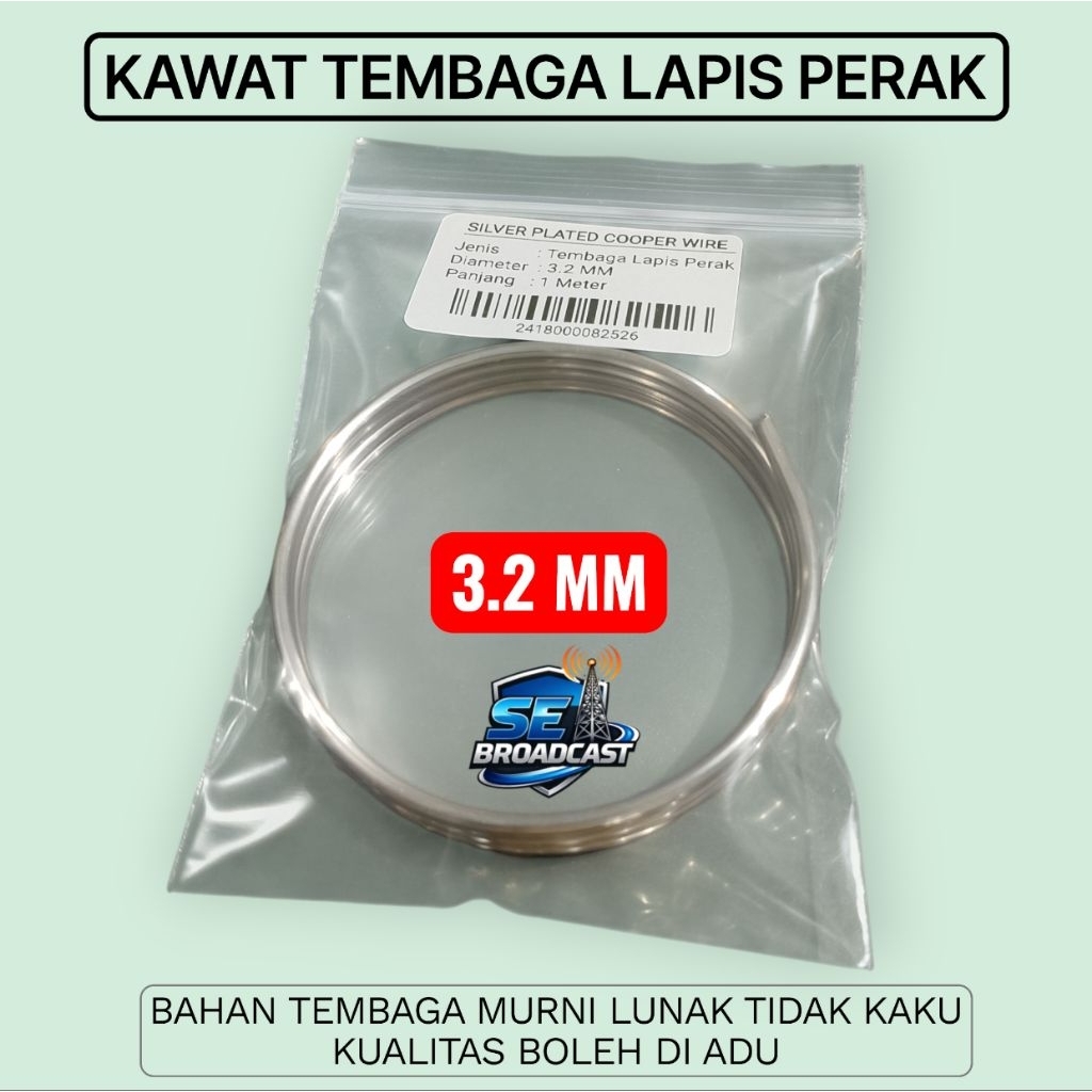KAWAT TEMBAGA LAPIS PERAK 3.2MM