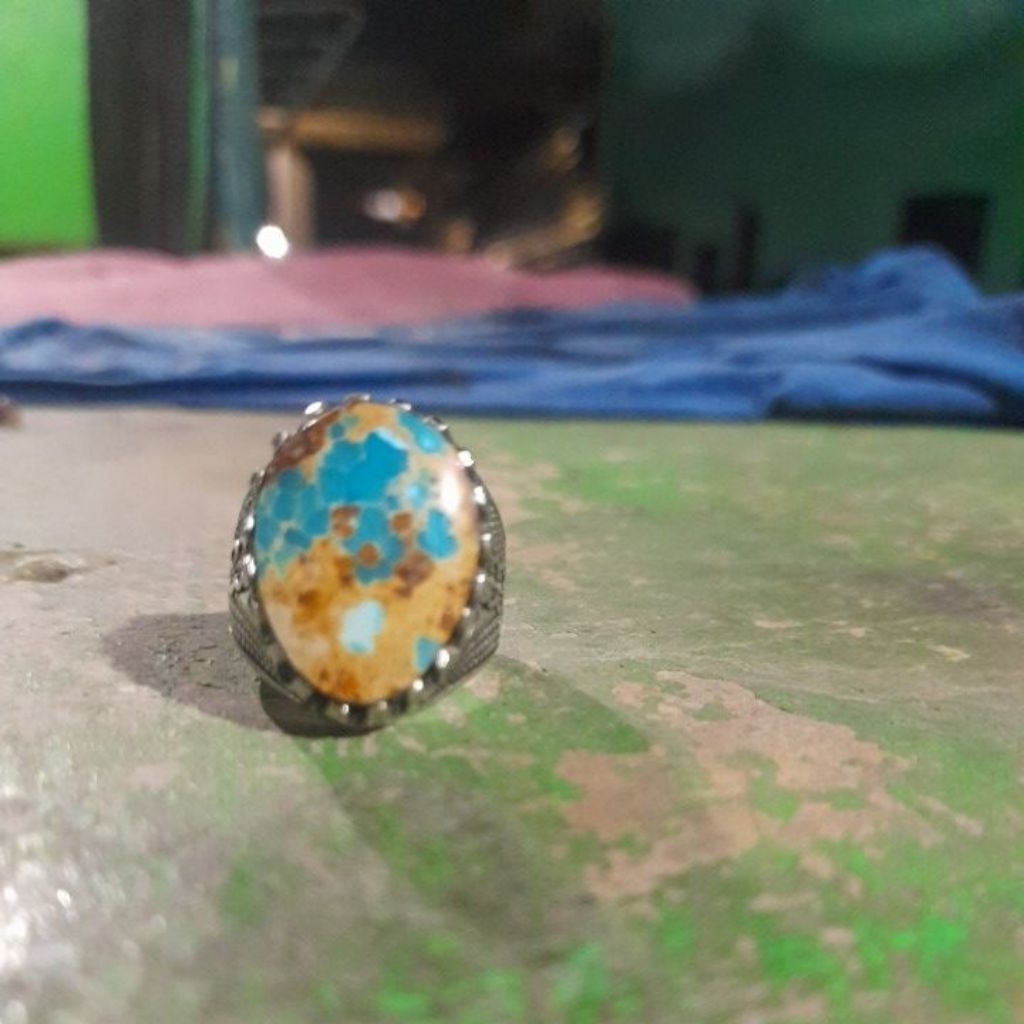 Natural Batu pirus persia biru serat emas