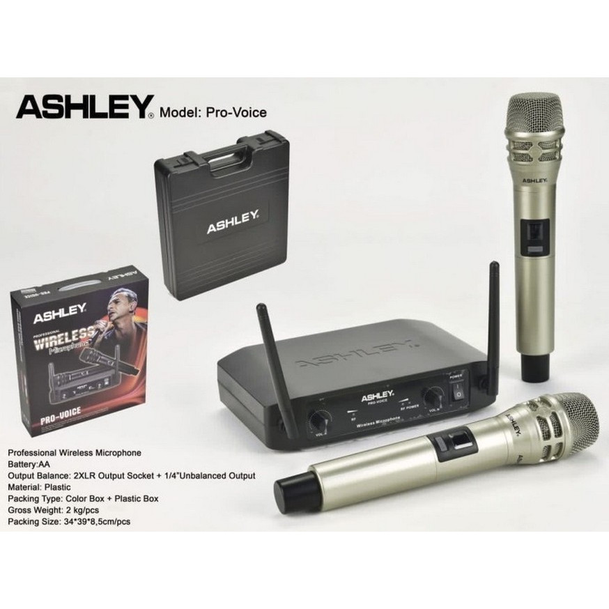ASHLEY Mic Wireless Pro Voice Handheld Jarak 40m Suara Jernih UHF Digital