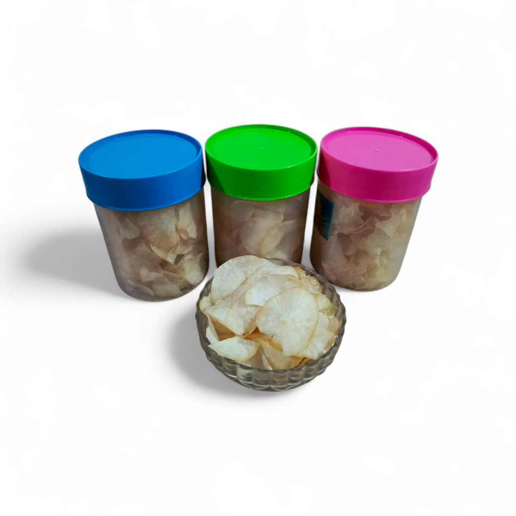 Camilan jajan kripik Telo Singkong Gurih jajanan lebaran kemasan toples