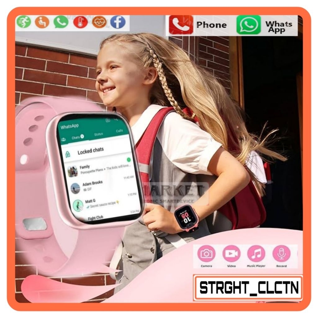JAM TANGAN PINTAR ANAK TERBARU ANTI AIR JAM HP SMARTWATCH ANDROID KIDS 4G BISA WA Y68 D20 T500  ANTI