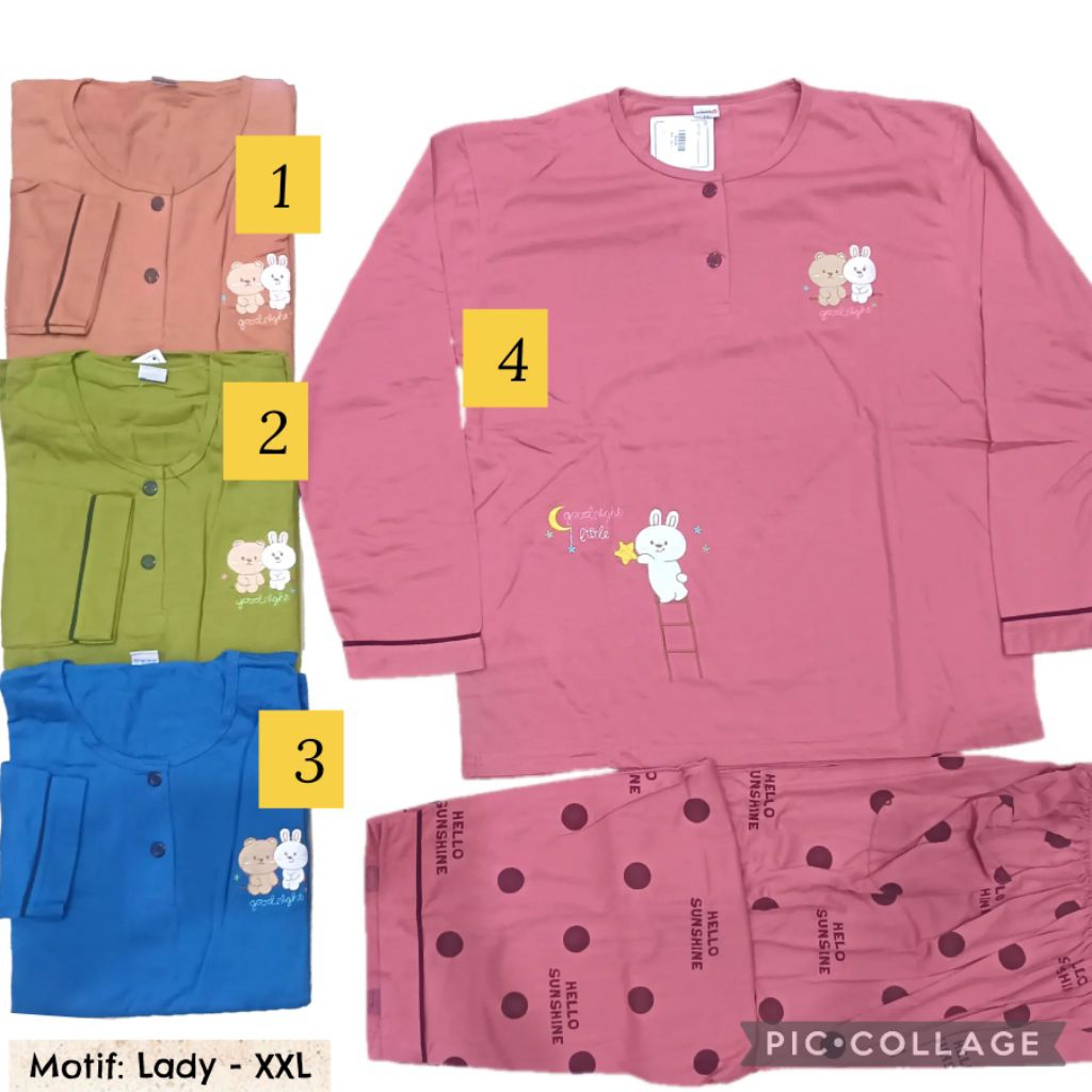 Babydoll jumbo xxl amro label putih lengan panjang bebidol babydol piyama pajama setelan oneset one 