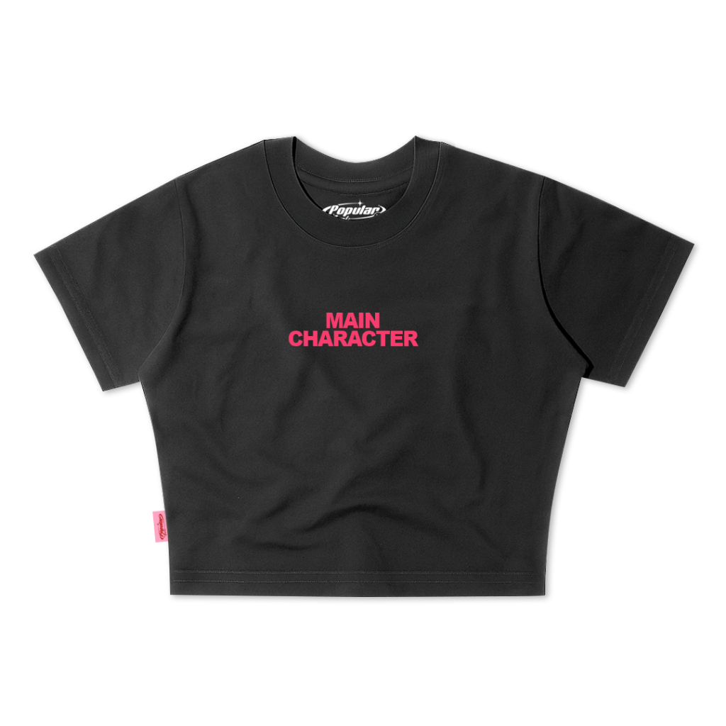 Crop Top Tee Wanita | Main Character | Crop Tee | Baby Tee | Soft Cotton | Strechy | Popular Gurl