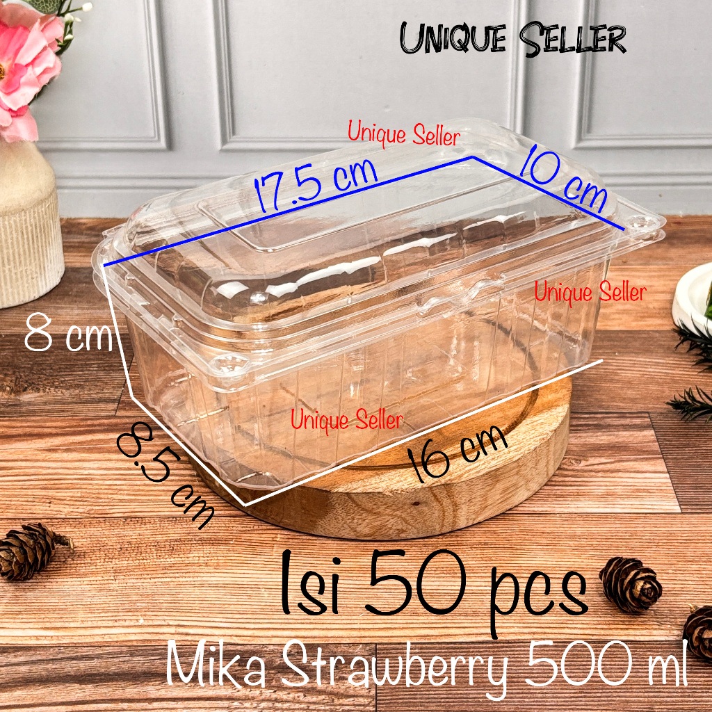 [Isi50] Mika Strawberry Fruit Box 500 Gram MB 500 ml Tray Mika Buah Anggur Leci 500gram 500gr 500ml