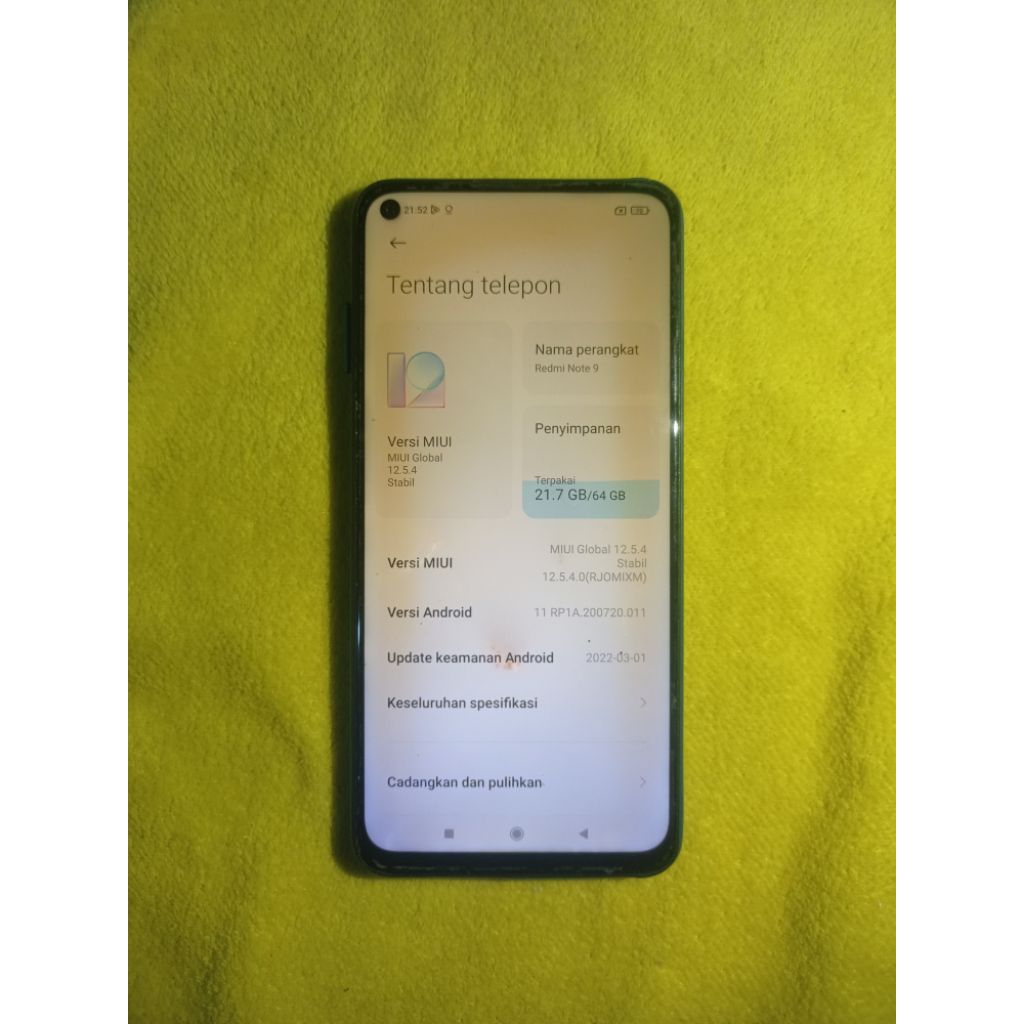 Redmi note 9 minus