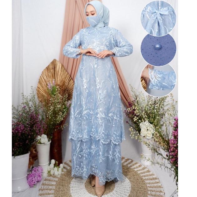 PROMO AWAL TAHUN GAMIS BRUKAT DRESS SUSUN FULL BRUKAT BUSUI FRIENDLY GAMIS PESTA KONDANGAN BRIDESMAI