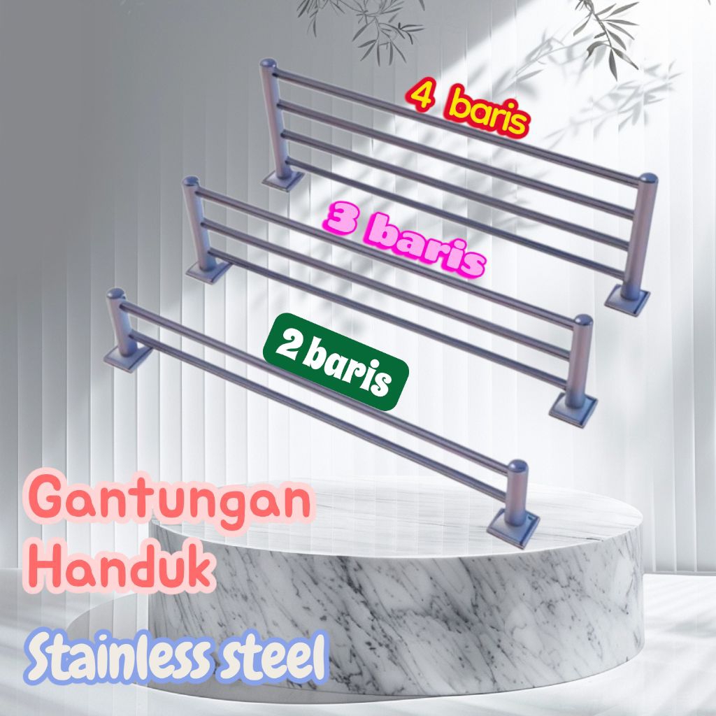 Gantungan handuk kamar mandi  stainless steel panjang 80cm 100cm 120cm